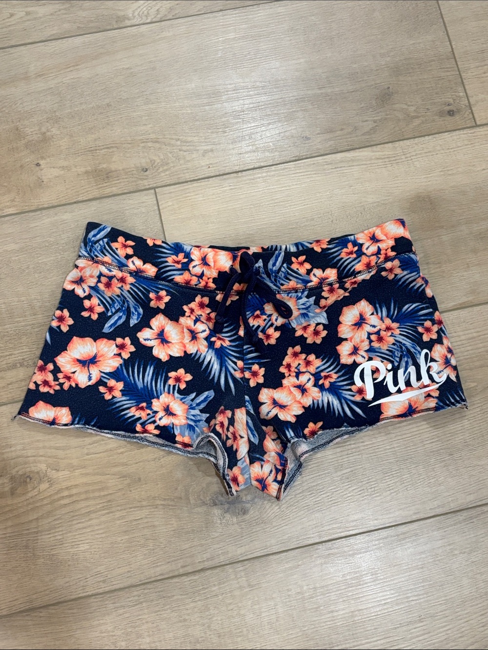 PINK Victoria's Secret Navy Floral Drawstring Lounge Shorts